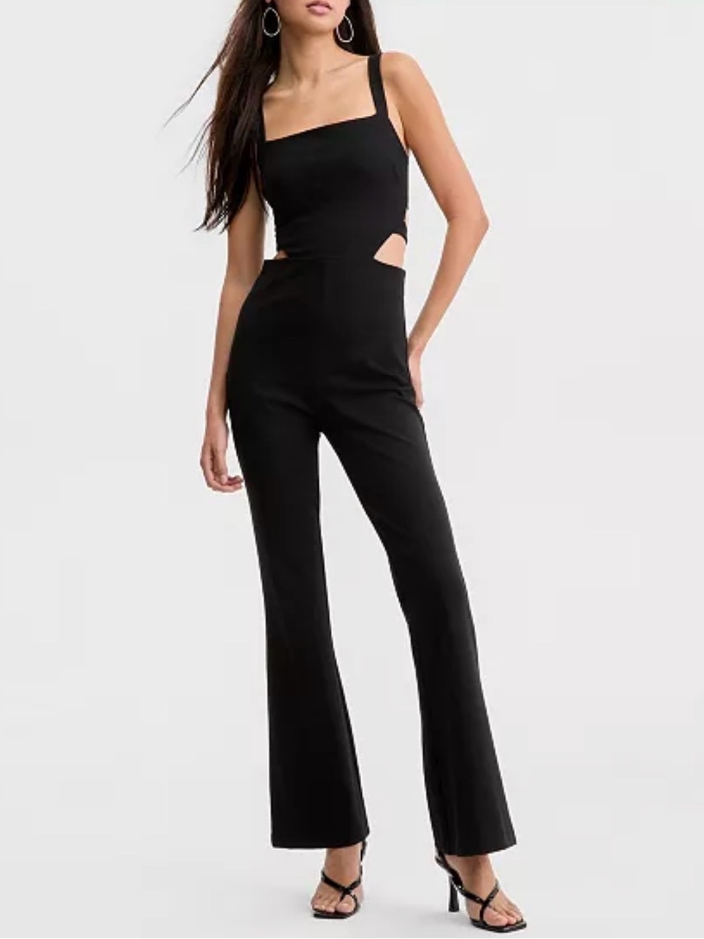 GUESS Women's Noel Ponte Waist-Cutout Jumpsuit Black size S